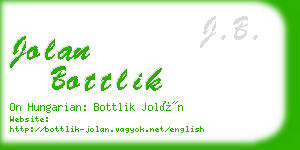 jolan bottlik business card